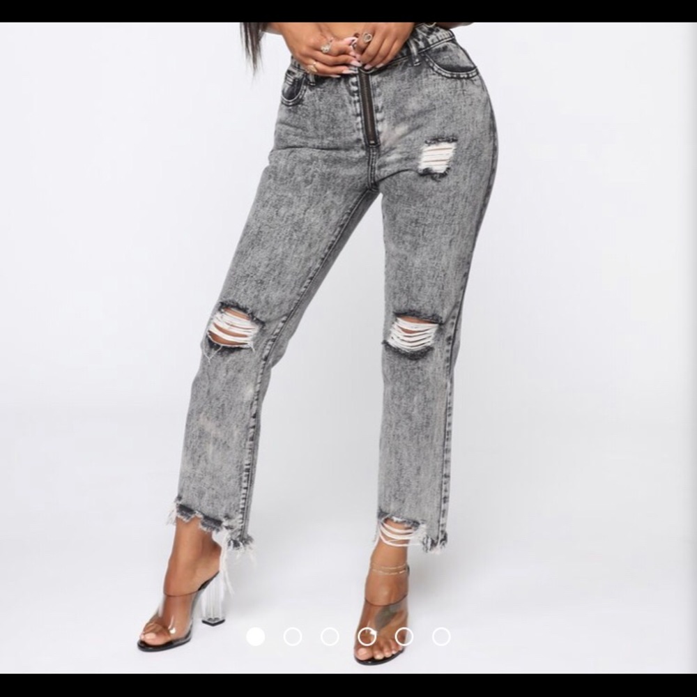 Brand new never worn black denim distressed jeans